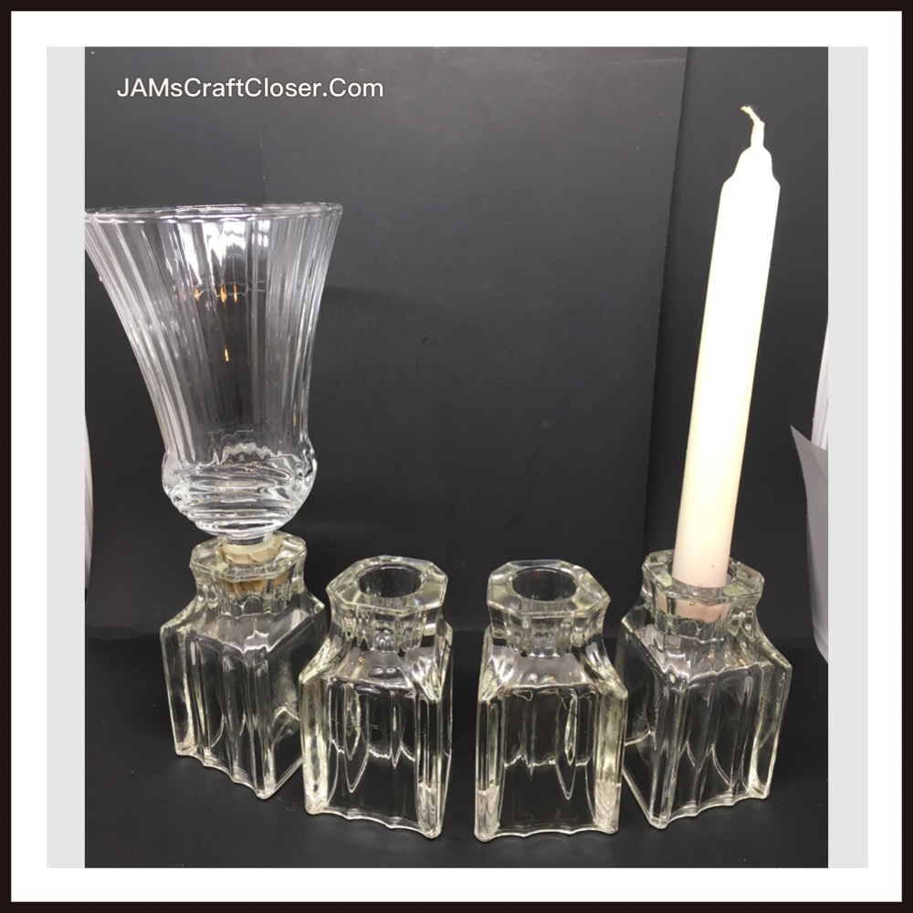 Vintage Clear Glass Candlestick Holders